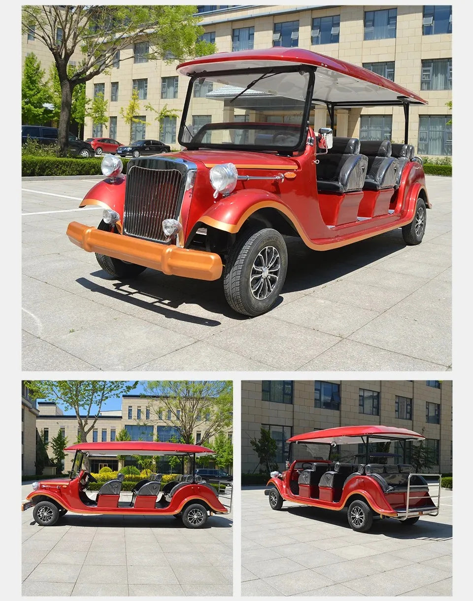 New High Quality 5/8/11/14 Passenger Retro Electric Vintage Car Adult Sightseeing Classic Golf Cart
