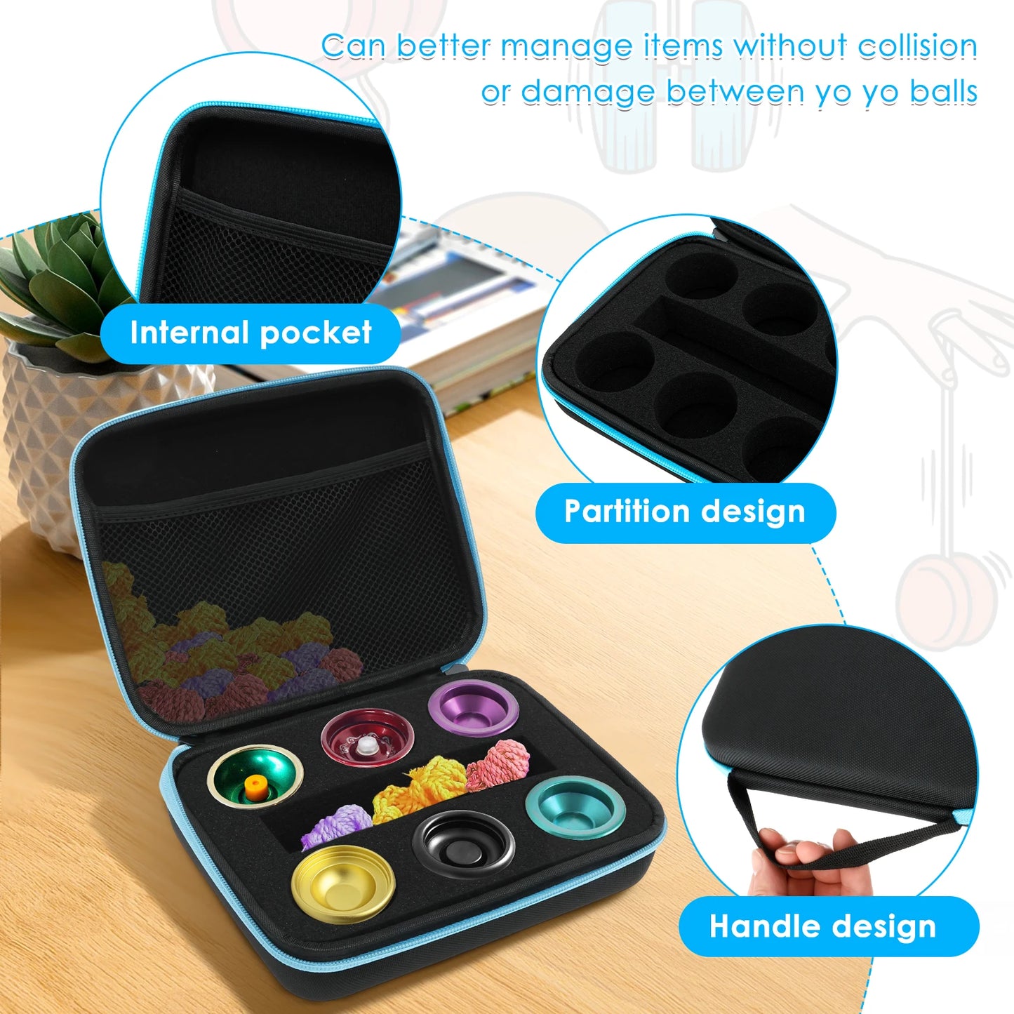 6/12/32 Holes Billiard Balls Storage Case with Shoulder Strap handle Portable Yoyo Ball Pool Ball Carry Case with Mesh Pocket
