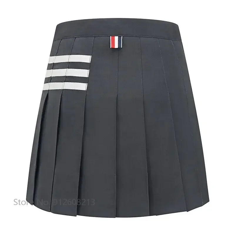 TTYGJ Ladies High Waist A-line Golf Skirt Women Irregular Pleated Sport Skorts Girls Slim Anti-exposure Pantskirts Golf Wear