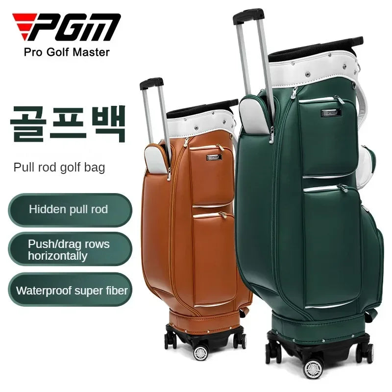 PGM Women Golf Bag Version Waterproof Microfiber Pull Rod Bag with Four Wheels That Can Be Pushed/towed QB127