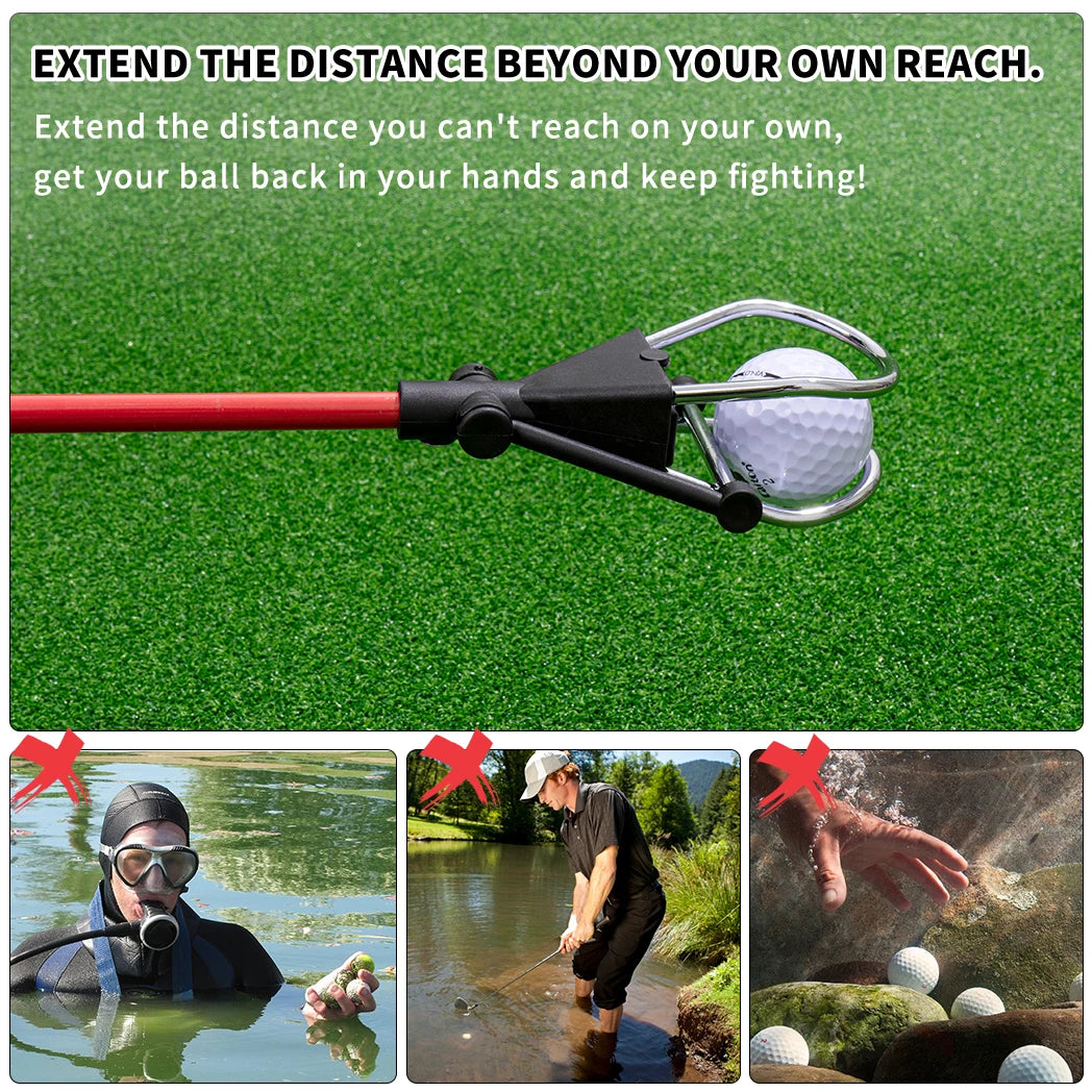 6FT/15FT Golf Ball Retriever, Telescopic Aluminum Pole, Durable and Lightweight, Easy to Use, Ideal for Quick Ball Retrieval