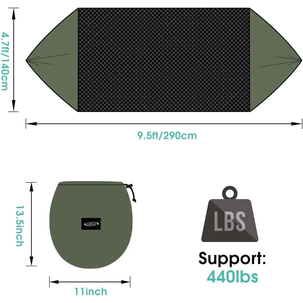 G4Free Large Camping Hammock with Mosquito Net 2 Person Pop-up Parachute Lightweight Hanging Hammocks Tree Straps Swing Bed for