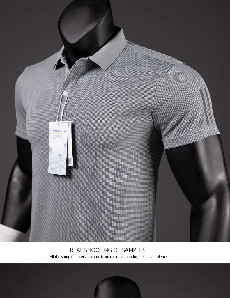 Men's Golf Shirt Luxury Sports Casual Polo Shirt Functional Quick-drying Breathable Lapel Short-sleeved T-shirt for Man Summer