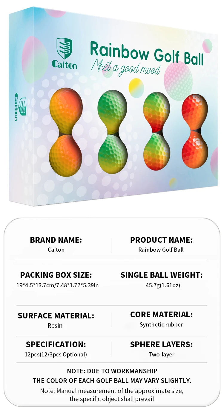 Caiton 12/3PCS Pro Gradient Golf Balls – 2-Layer Soft Balls Add 40+ Yards, Great for Practice, Training, Game or Gift
