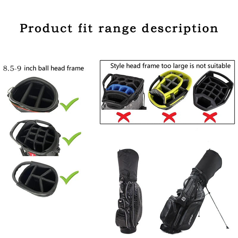 Golf Accessories, Golf Bag  Proof Dust Cover, Golf bag cap, Thickened waterproof nylon, Four activity buttons