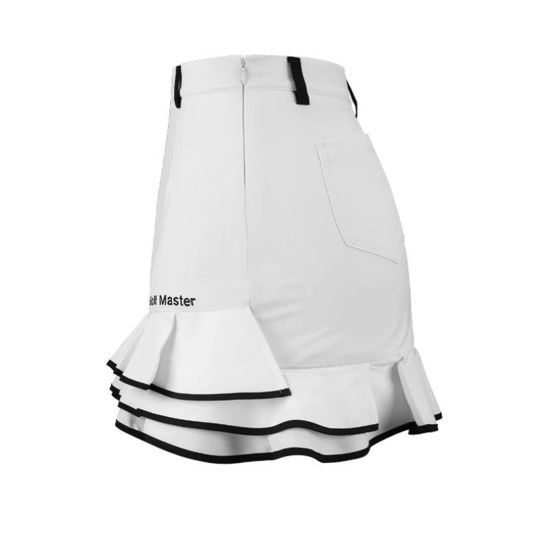 PGM Women Golf Short Skirt Quick Dry Breathable Ladies Girls Fashion Fishtail Skirts Black White XS QZ080