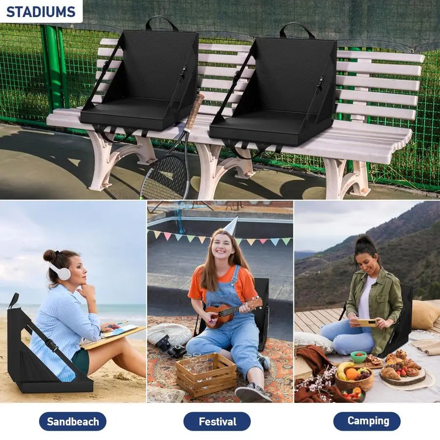 Seats with Back Support Folding bleacher Chair for Beach and Camping Portable Bleachers Cushions for Adults and Kids Foldable Ou