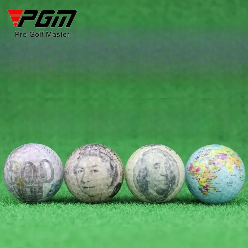 10pcs Golf Balls Coin Pattern Euro/Pound/Dollar Pattern Globe Crystal Ball Random Pattern TX012