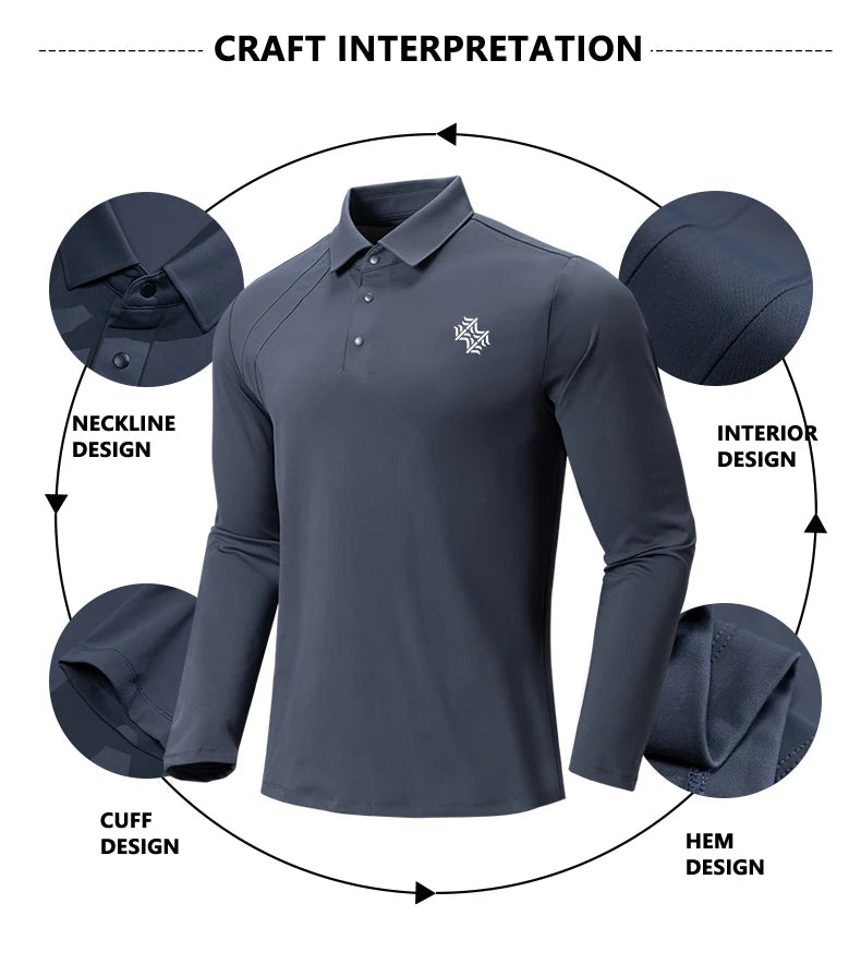 SBWL Autumn and winter fashion golf outdoor sports long sleeve stand collar T-shirt running fitness breathable base shirt Tops