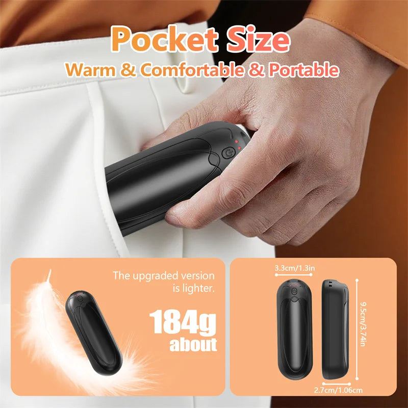 2 Pack Portable Hand Warmers, 7000mAh Rechargeable with Double Side Heating 3 Levels Heat, for Outdoor,Hunting,Christmas Gifts