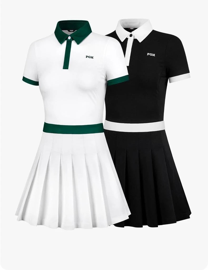 PGM Women's Golf Dress Summer Slim Fit Sports Pleated Skirt with Anti Glare Shorts QZ078