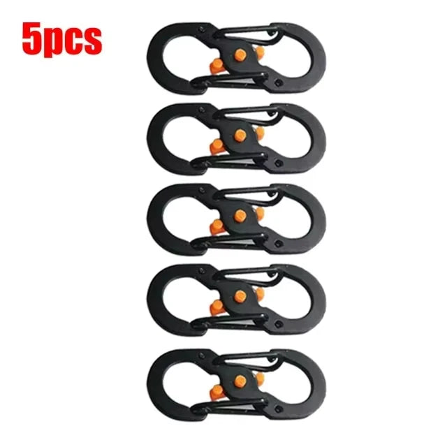 5/10PCS Mini S-Type Locking Carabiner - Outdoor Camping Backpack Buckle, Anti-Theft Keychain Hook & Key-Lock Tool