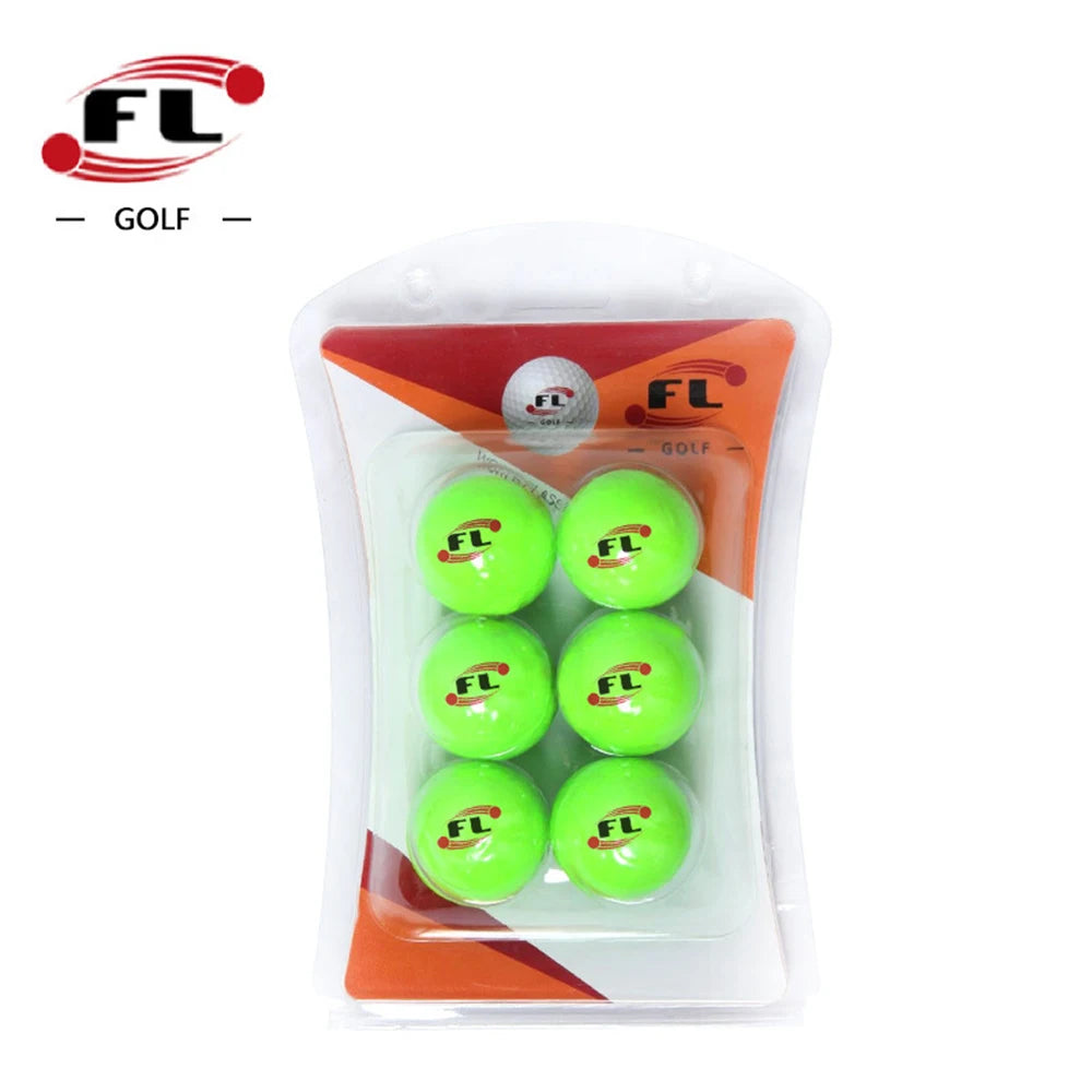 6 Pack Glow Golf Balls for Night Sports - Rubber Fluorescent Glowing in The Dark Golf Ball - Long Lasting Bright Luminous Balls