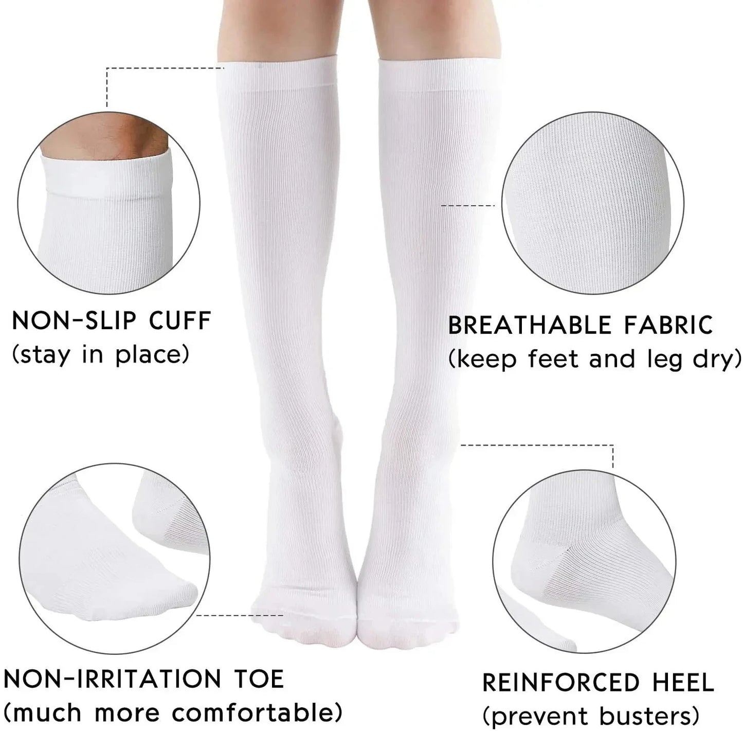 3/7 Pairs Compression Socks Medical Varicose Veins Swollen Calves Solid Color Sports Socks Elastic Outdoor Marathon Cycling Golf