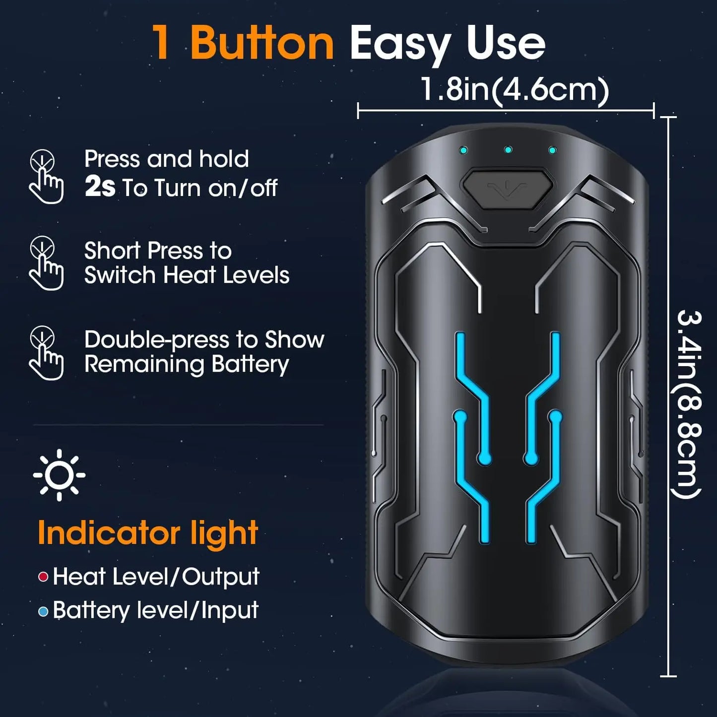 Hand Warmers Rechargeable 2 Pack 20Hrs Long Heating Pocket Size Electric Handwarmers, Christmas Portable USB Hand Warmer Heater