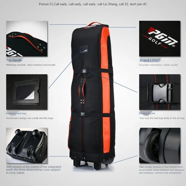 PGM Golf Aviation Bag Travel with Wheels Large Capacity Storage Foldable Airplane Travelling Bags 4 Colors HKB006