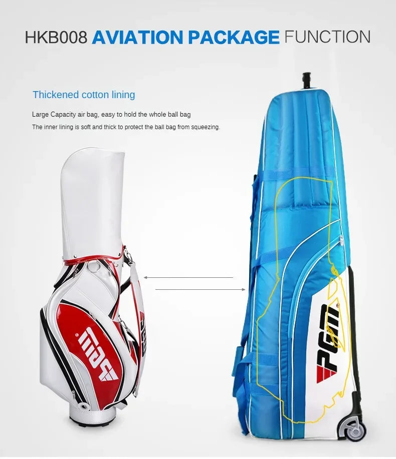 PGM Lightweight Foldable Golf Bag Travel Plane Caddy Bags With Wheel Aircraft Stand Thickening Folding Pad Golf Cover Bag HKB008