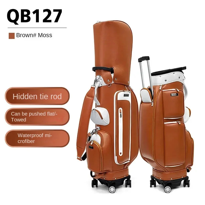 PGM Women Golf Bag Version Waterproof Microfiber Pull Rod Bag with Four Wheels That Can Be Pushed/towed QB127