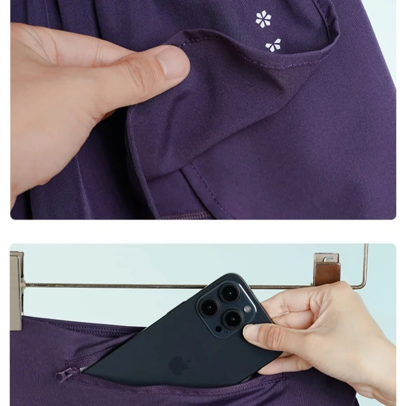 DRUR Sports Shorts Summer Lightweight 2 in 1 High Waist Gym Shorts With Pocket Golf Wear Women Running Short Pants Activewear