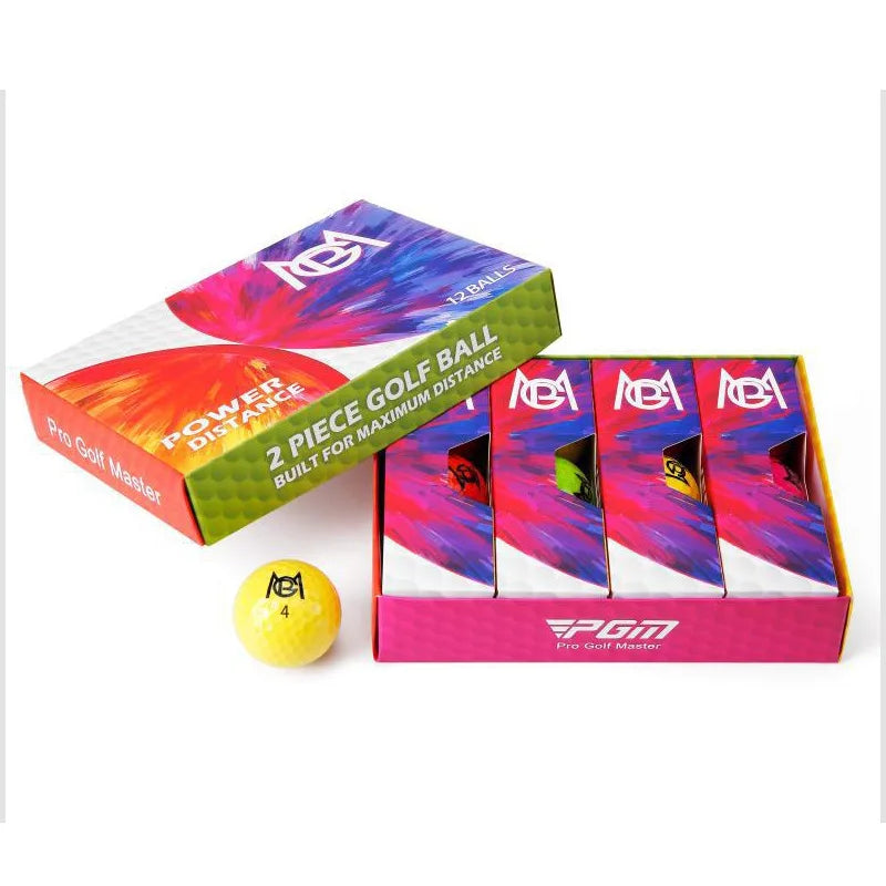 PGM golf colored ball two-layer competition ball golf double-layer ball 12 pack gift box Q029