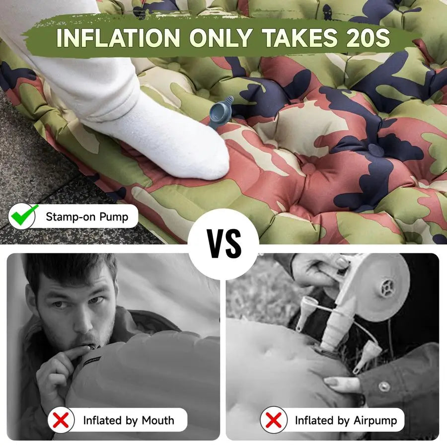 Sleeping Pad for Camping Ultralight Inflatable Sleeping Mat with Builtin Foot Pump amp Pillow, Upgraded Compact Camping Air Matt