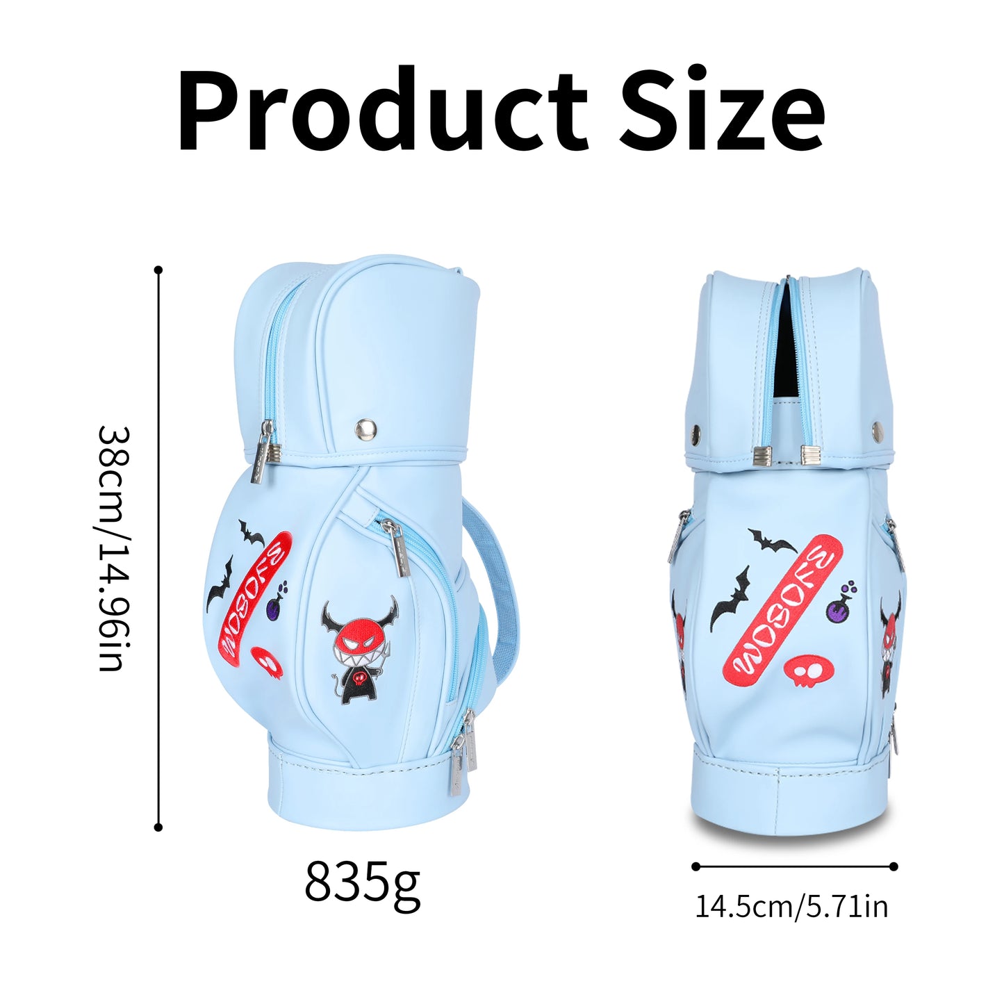 1 PC Women's Golf Bag, Cartoon Embroidered Golf Park Bag, PU Material, Portable Golf Gear Storage Bag, Mini Golf Accessory Pouch