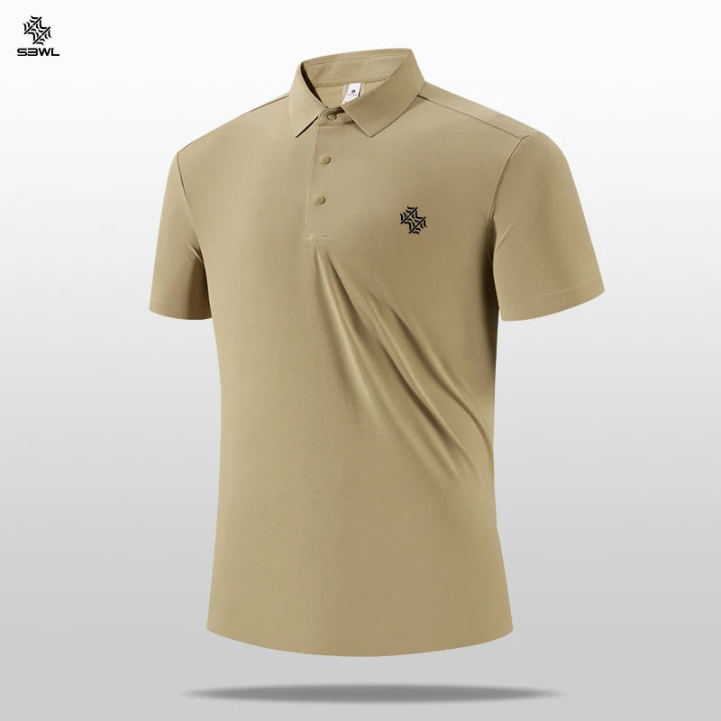SBWL High quality gym new light fast dry elastic high quality outdoor sports golf running sports POLO shirt fashion casual shirt