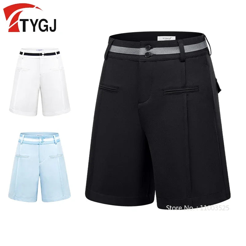 TTYGJ 2024 Summer New Golf Shorts Women Stretch Five-part Trousers Casual High Waist Sports OL Shorts Lady Golf Apparel