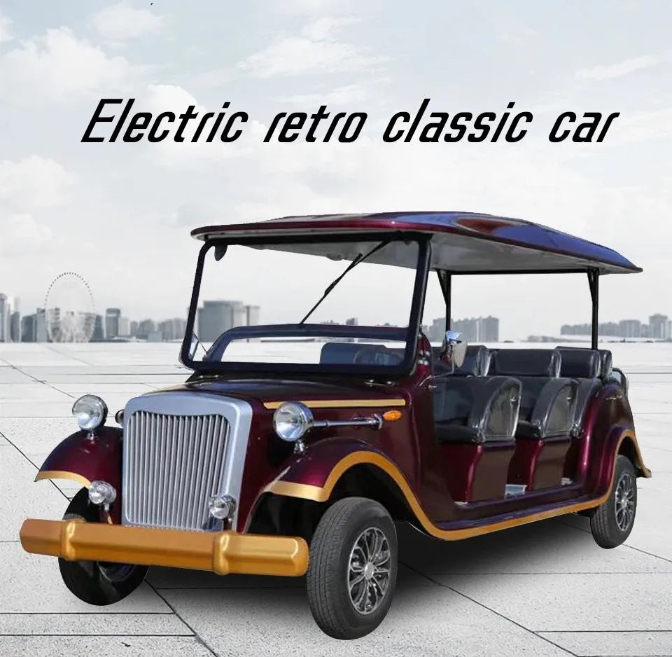 New High Quality 5/8/11/14 Passenger Retro Electric Vintage Car Adult Sightseeing Classic Golf Cart