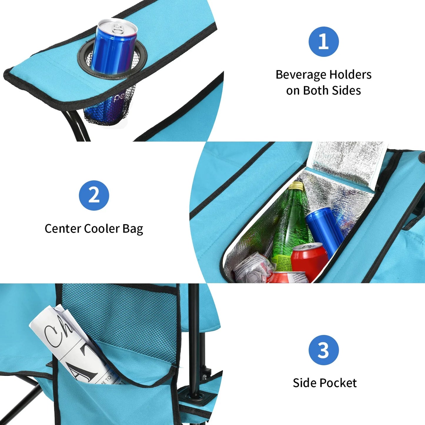 Folding Portable Picnic Double Chair W/Umbrella Table Cooler Beach Camping