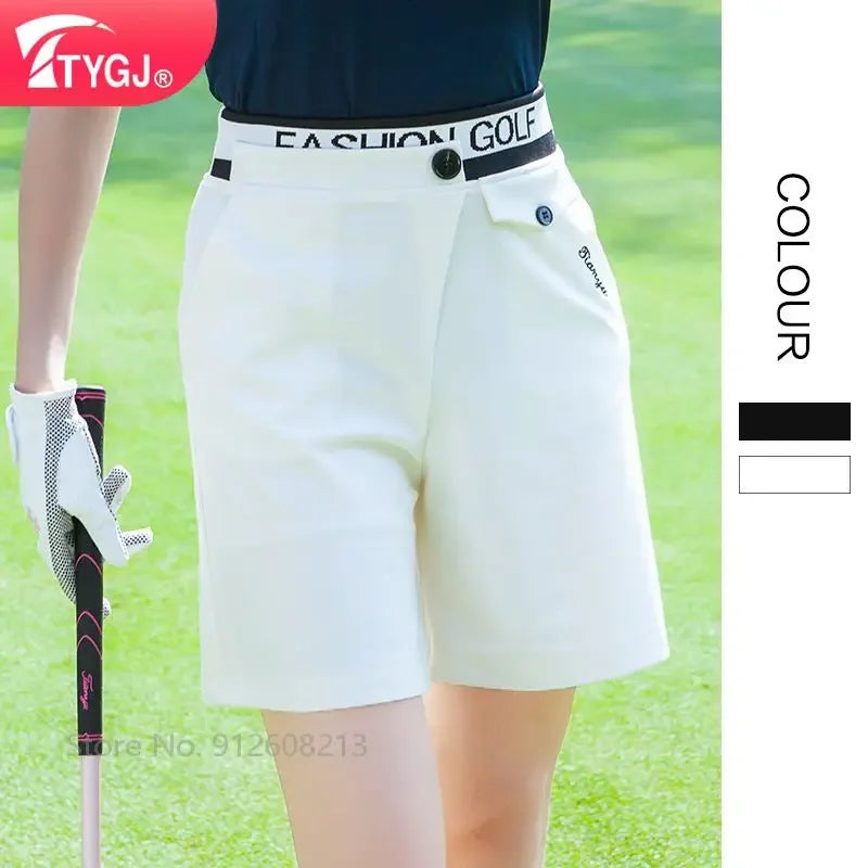 TTYGJ Women High Waist Golf Shorts Summer Quick-dry Sports Trousers Breathable Golf Apparel Ladies Elastic Slim Short Pant XS-XL
