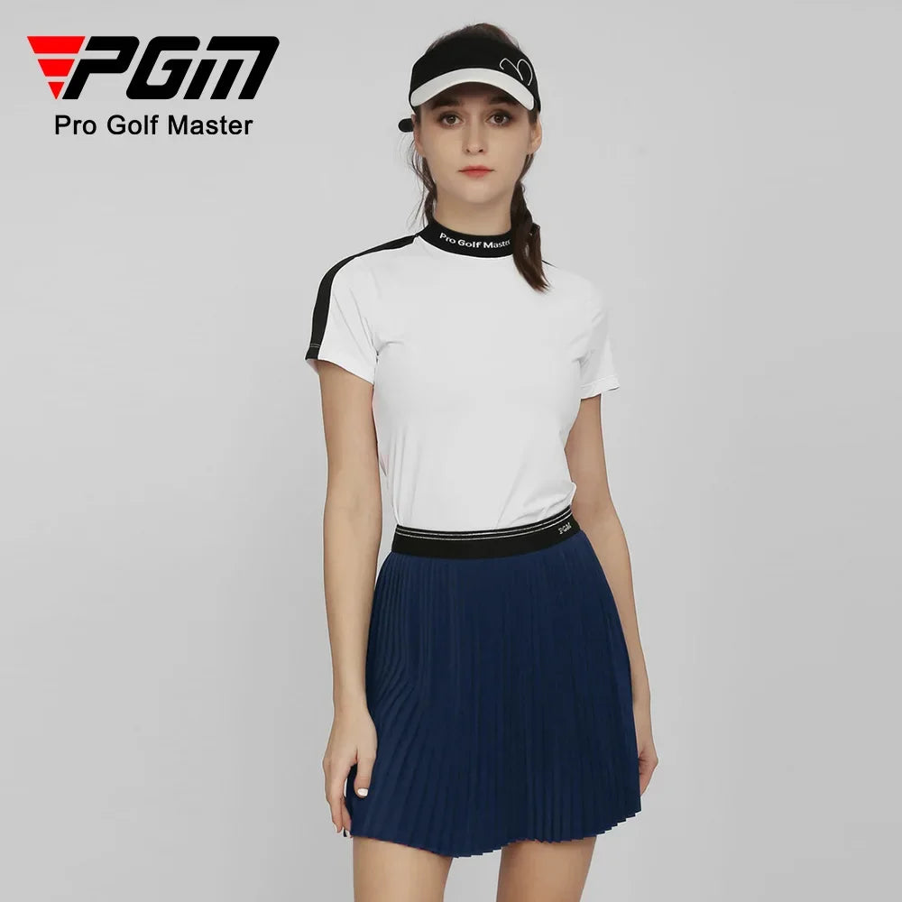 PGM Women's Golf Skirt Summer Quick-drying Sports Skirt Elastic Belt Bright Diamond Pleated Skirt QZ088