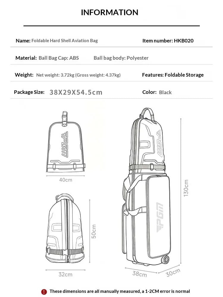 PGM Golf Hard Shell Aviation Bag Men's and Women's Air Transport Bag Waterproof Travel Strap Tugboat Bag Protective Cover HKB020