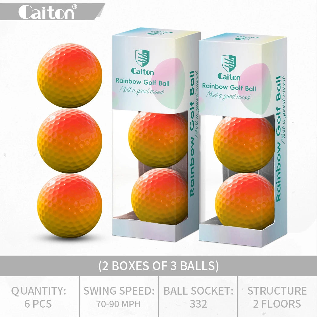 Caiton 6/3PCS Soft Rainbow Golf Balls, Hot-Selling, Add 40+ Yards, Gradient Golf Balls for Practice, Training & Gifts