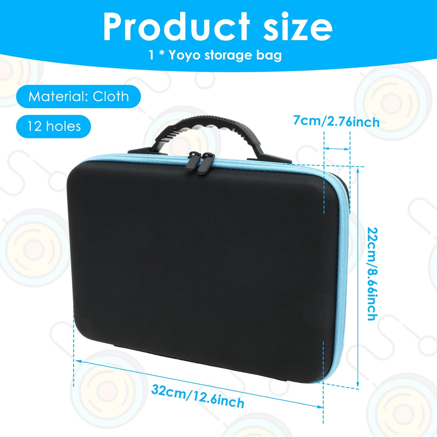 6/12/32 Holes Billiard Balls Storage Case with Shoulder Strap handle Portable Yoyo Ball Pool Ball Carry Case with Mesh Pocket