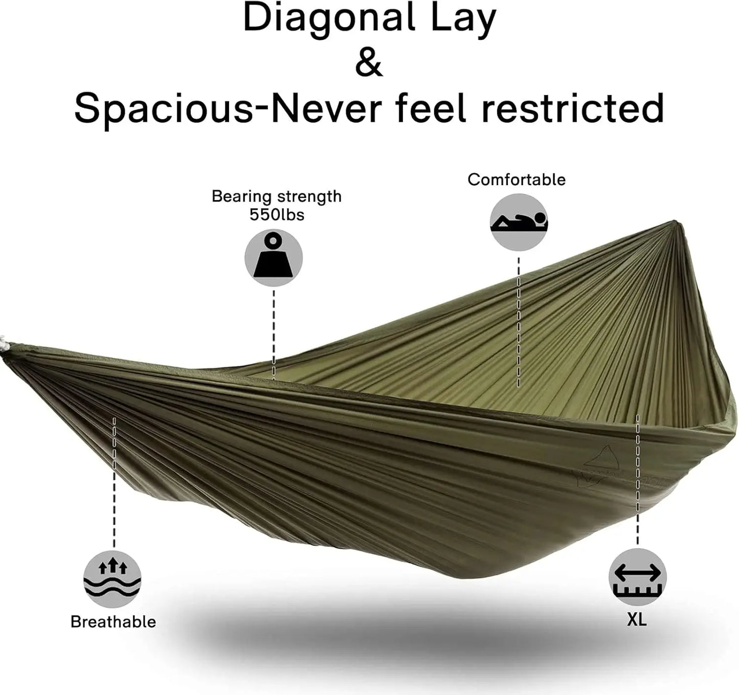 onewind 12Ft Camping Hammock with Mosquito Net, Ridgeline Double Hammock Portable Lightweight Large Hammock Ripstop Nylon Durabl