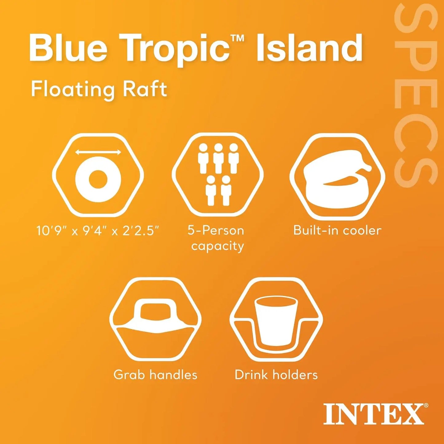 5-Person Inflatable Raft with Backrests, Cooler & Cup Holders for Pool or Lake Relaxation