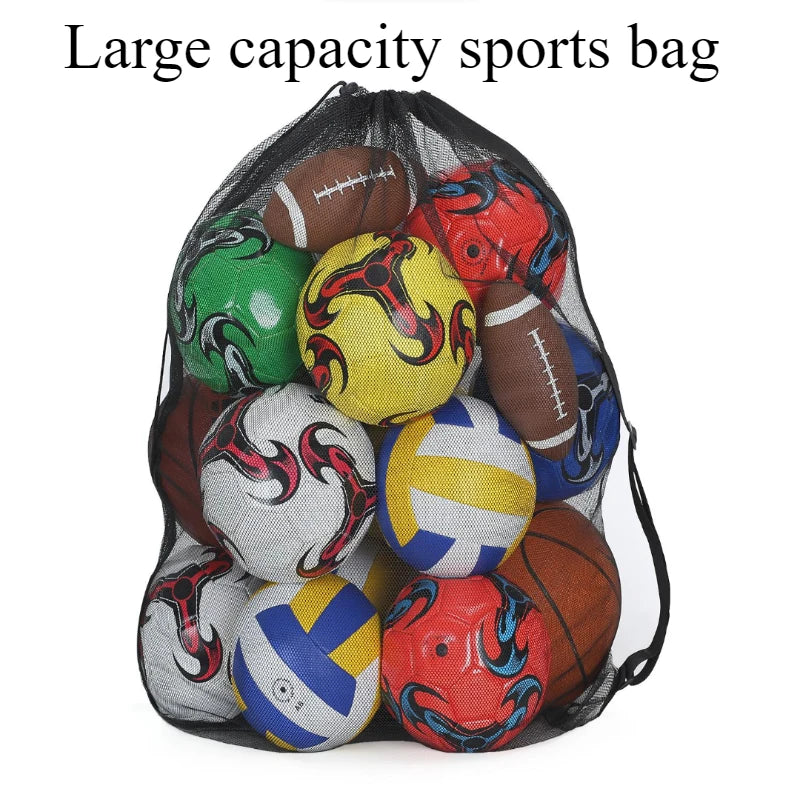 1 Pc Large Capacity Sports Bag Mesh Mesh Drawstring Soccer Basketball Volleyball Rugby Training Ball Storage Basketball Supplies