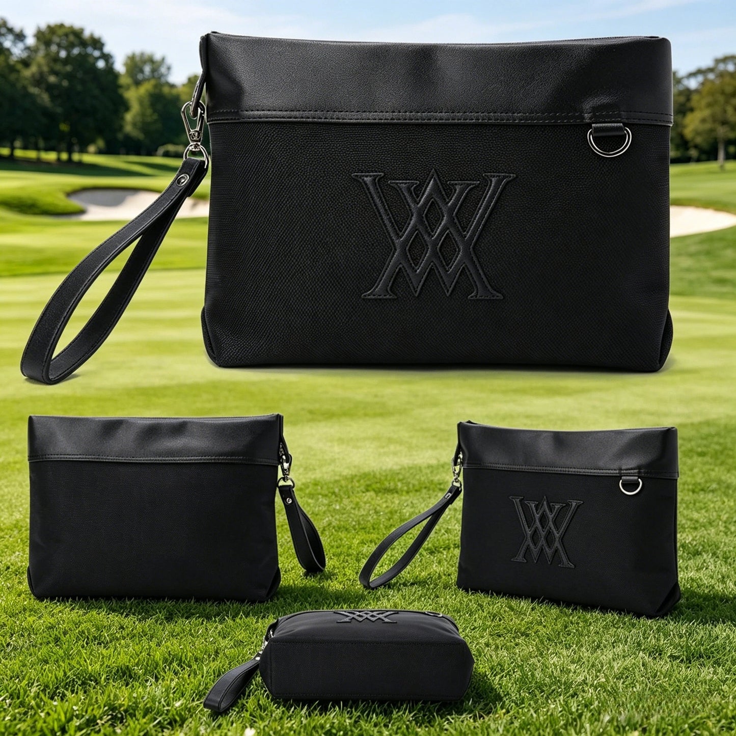 2026 Golf Pouch Luxury Leather Handbag Makeup Wash Bag Waterproof Toiletry Organizer Fashion Zipper Tote Gear Bag