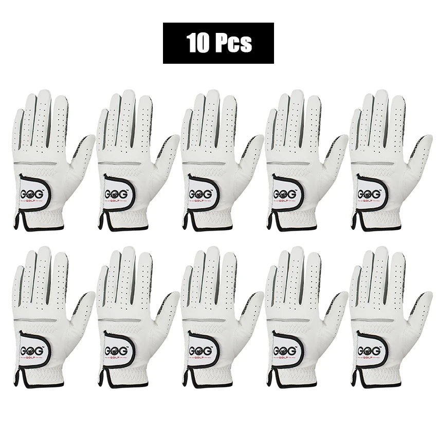 10pcs/5Pairs Golf Gloves Genuine Sheepskin leather Men Non-slip Sports gloves Left Right Hand For Golfer Men's Breathable