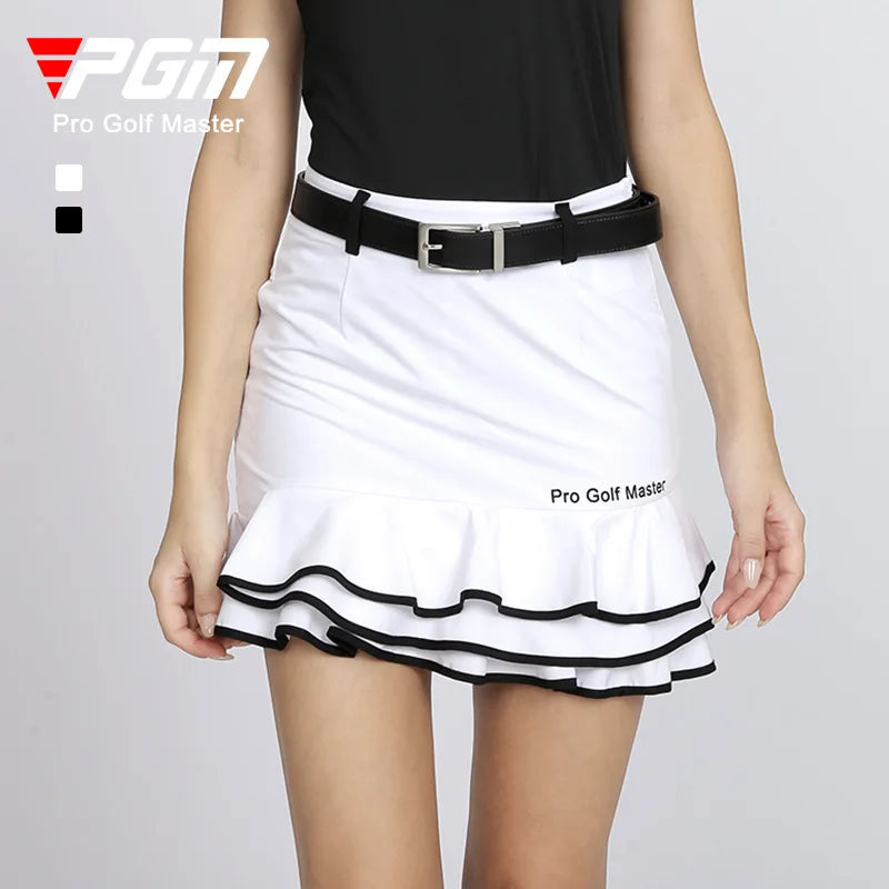 PGM Women Golf Short Skirt Quick Dry Breathable Ladies Girls Fashion Fishtail Skirts Black White XS QZ080