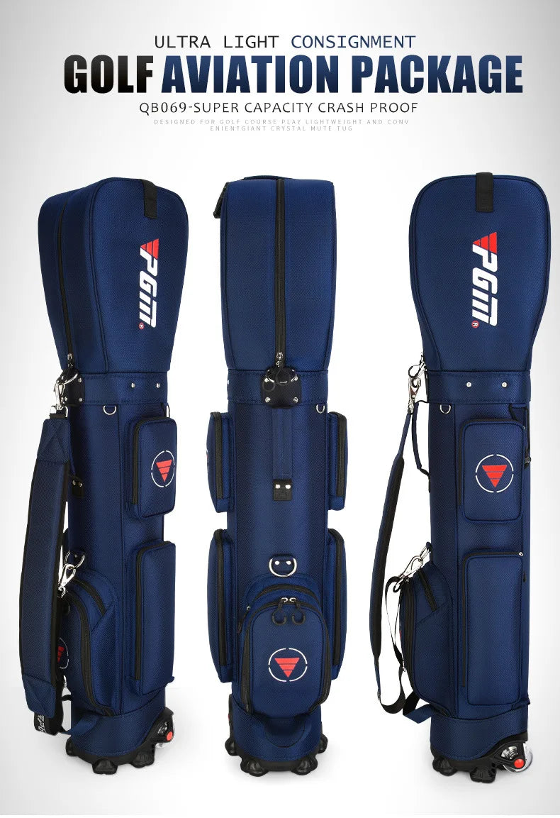 PGM Golf Bag with Wheels Ultra-light Sport Standard Golf Bags Large Capacity Golf Aviation Ball Storage Multifunctional QB069