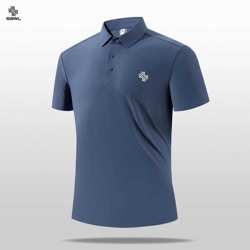 SBWL High quality gym new light fast dry elastic high quality outdoor sports golf running sports POLO shirt fashion casual shirt