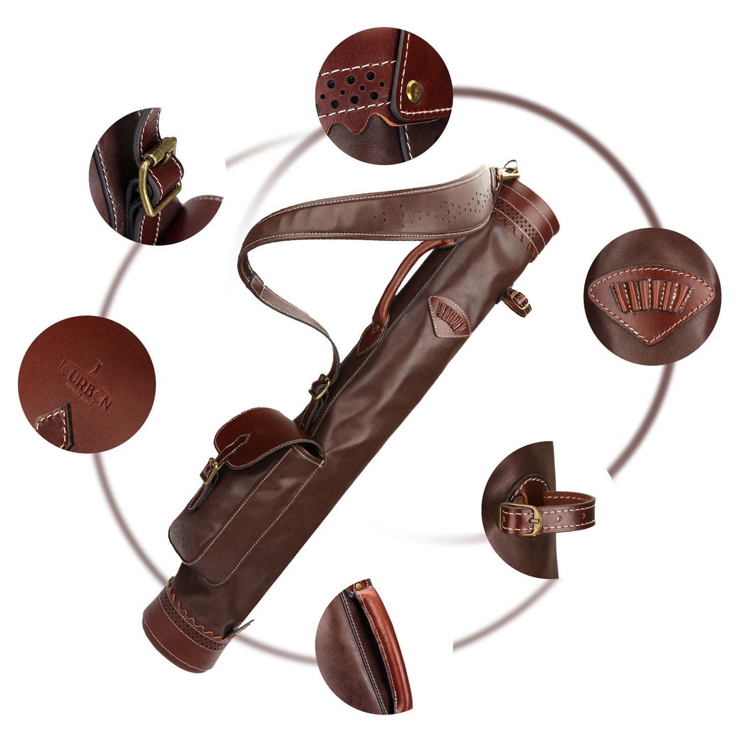Tourbon Microfiber Leather Golf Club Carry Bag Vintage Pencil Style Sunday Bag for Driving Range Outdoor Brown