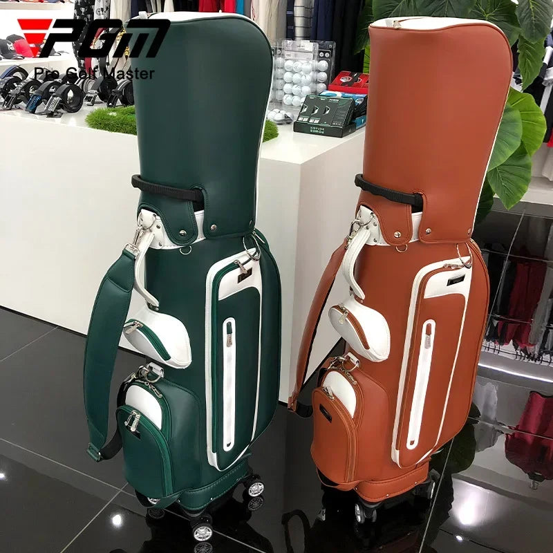 PGM Women Golf Bag Version Waterproof Microfiber Pull Rod Bag with Four Wheels That Can Be Pushed/towed QB127