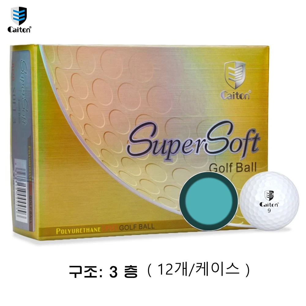 Caiton 12Pcs SuperSoft Golf Balls Polyurethane Cover Low Drag Distance Soft Feel Stable Flight Spin Control Practice Play Balls