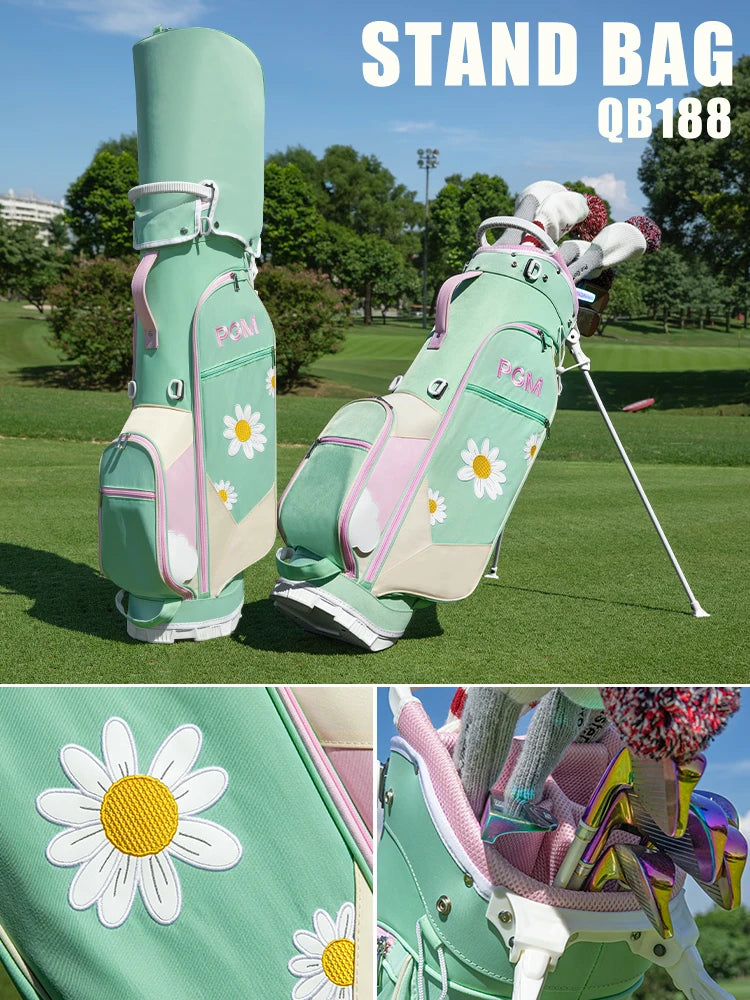 PGM Golf Bag Women's Stand Bag 5-Grid Insert Rod Hole Shoulder Strap Golf Bag Anti Splashing Water Ball Rod Bag QB188