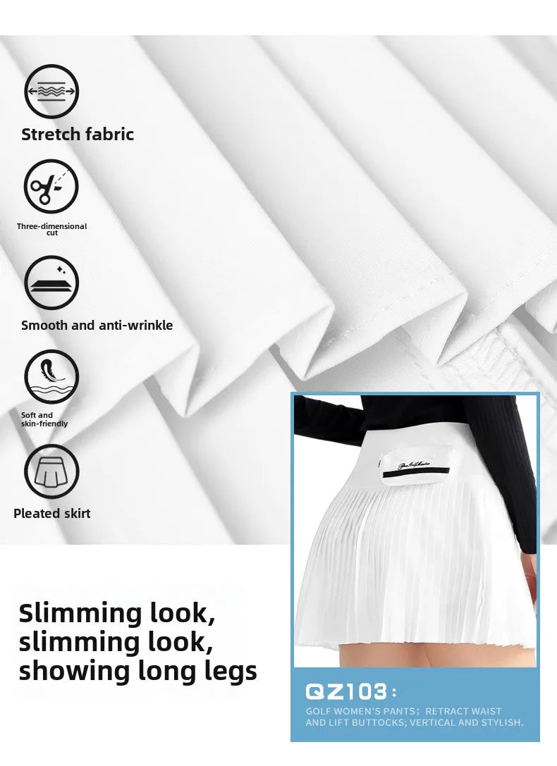 PGM Women's Golf Skirt Summer Anti Walk Light Speed Dry A-line Sports Pleated Skirts QZ103