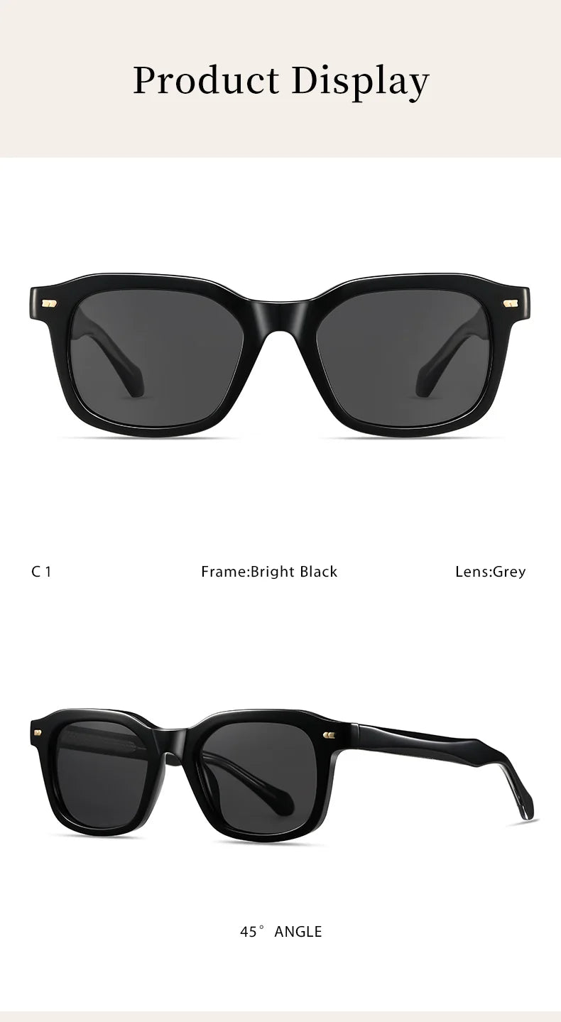 Men Polarized Sunglasses UV400 Square Acetate Eyeglasses Frames Anti Glare Goggles Fishing Cycling Hiking Golf Camping Sports
