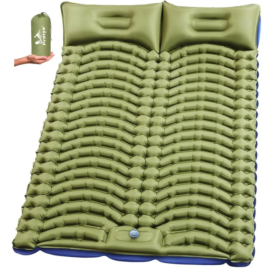 Sleeping Pad for Camping Ultralight Camping Mattress with Pillow, Builtin Foot Pump, Compact Inflatable 2Person Portable Mat for